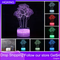 HQXING Rose Flower Night Light 3D Illusion Lamp 716Color For Kids Gifts Bedside Decoration Creative LED Girlfriend