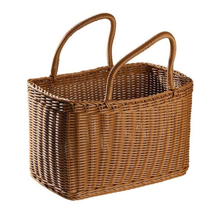 home-shopping-basket-hand-vegetable-basket-decorative-woven-basket-flower-arrangement-basket-imitating-rattan-picnic-bag