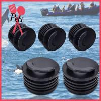 PETISEE 4pcs สีดำสีดำ เรือทะเลเรือ เรือคายัคยาง ชิ้นส่วนล่องแก่ง ที่เสียบรูขูด ปลั๊กรูระบายน้ำ จุกปิดสคูเปอร์ ยางบุ๋ม