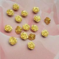 1pcs Pure 24K 999 Yellow Gold Bead 3D DIY Bracelet Ring Bless Fu Rose Flower Pendant 0.1g