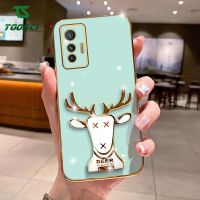 Toosci S1 Z1โปร S1 T1 5G X50 X50 Pro X70 X60 X70 Pro X80 X80 Pro V25โปรหรูหราสีลูกอม Elk Deer ที่ใช้ตกแต่งภายนอกแท่นยึดยืดได้ชุบเคสนิ่มใส่โทรศัพท์ฝาหลัง TPU