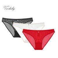 Varsbaby sexy yarn bow diamond transparent underwear low-rise briefs solid S-XXL panties 3pcslots