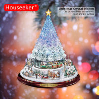 Houseeker ต้นคริสต์มาสหมุนประติมากรรมรถไฟตกแต่งคริสตัลหน้าต่างวางสติกเกอร์คริสต์มาสฤดูหนาวปีใหม่พรรคตกแต่งบ้าน D Ecals