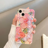 เคสโทรศัพท์ iPhone 15 Pro สูงสุด IPhone15บวกกับมันวาวลายพิมพ์ลายดอกไม้3มิติเคสซิลิโคนอ่อนดีไซน์สวยสายรัดข้อมือที่สวยงามเคส iPhone 15 15 Plus 15pro Max