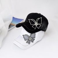 HOT★Fashion Butterfly Rhinestone Baseball Cap Women Summer Silk Satin Visor Sun Hat Leisure Adjustable Lady Snapback Caps Gifts