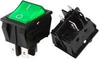 ❂ Keszoox DPST On Off Button 4P ON/OFF Green LED Light Illuminated Rocker Boat Switches AC 16A/125V 16A/250V