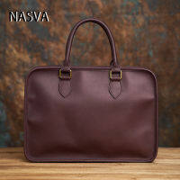 NASVA ผู้ชายสบายๆวินเทจกระเป๋าเอกสารหนึ่งไหล่ Crossbody ถือแล็ปท็อป15"