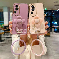 เคสโทรศัพท์ใหม่พร้อมส่งสำหรับ Reno10 Pro + Reno 10 Pro Plus 8 8 8 8T 5G A78 NFC A98 A58 A77 A57 A17 4G 2023แฟชั่นเคสโทรศัพท์หรูพร้อมตัวยึดดอกไม้หมุนได้ป้องกันกล้องเต็มรูปแบบด้านหลัง TPU เคสนิ่มชุบ OPPOA78