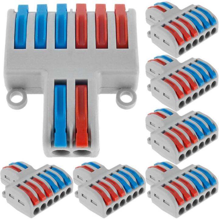 FAD 7pcs Electrical Lever Wire Nut Connectors Reusable 2 In 6 Out Quick