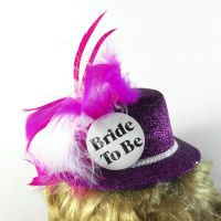 New design Bachelorette wedding 2021 Purple glitter Mini top hat on hair clip round team bride to be Hen bachelorette party