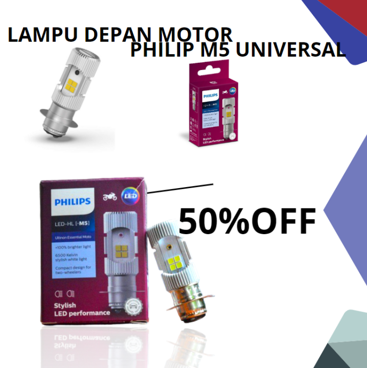 Bohlam Depan Motor LED PHILIPS M5 2 SISI 12V DC 6W ( Kaki 1 ) Ultinon ...