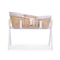 CHILDHOME ตะกร้านอนเด็กพร้อมขาตั้ง Moses Basket with White Stand - Jersey GOLD DOTS