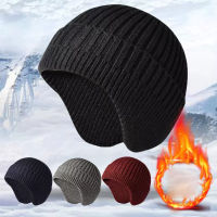 【cw】New Winter Earmuff Cap Mens Outdoor Knitted Hat Warm Skullies Beanies Hat Uni Ear Protection Windproof Earflaps Bonnet Hats