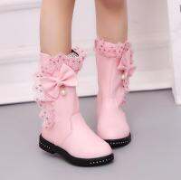 HOT★เด็กฤดูหนาว Sepatu BOOT Kasual สำหรับหญิง Rhinestone ดอกไม้แฟชั่น Plush ยาวรองเท้าเจ้าหญิงรองเท้ารองเท้าชุดเดรส Snow Boots