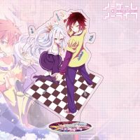 Japan Manga No Game No Life Figures Standing Sign Decoration Transparent Double Sided Cartoon Print Acrylic Model Plate Keychain