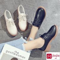 2020 spring and autumn new college style soft sister small leather shoes women thick heel lace-up shoes British casual wild womens shoes