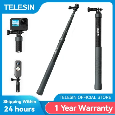 Telein ไม้เซลฟี่คาร์บอนไฟเบอร์3M 1.2ม. ยืดได้พร้อมสกรูสำหรับ Gopro 1/4 Insta360กล้องแอคชั่นแคมเมรา Osmo Action DJI