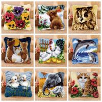 Latch Hook Rug Kits Beginner DIY Supply Animal Series Latch Hook Hand Knitted Embroidered Pillow Unfinished Embroidery Material