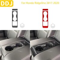 สำหรับ Honda Ridgeline 2017 2018 2019 2020อุปกรณ์เสริมคาร์บอนไฟเบอร์ภายในรถด้านหลัง Center Armrest ถ้วยผู้ถือแผงสติกเกอร์