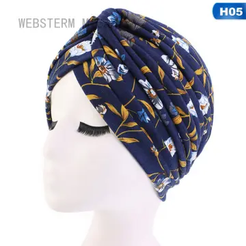 Women Beading Floral Hat Muslim Ruffle Cancer Turban Wrap Cap Mens Dodger  Gear Beige at  Men's Clothing store