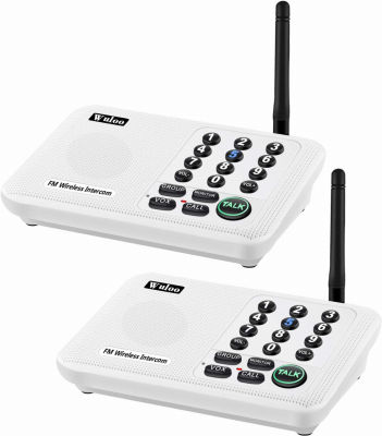 Wuloo Intercoms Wireless for Home 5280 Feet Range 10 Channel 3 Code, Wireless Intercom System for Home House Business Office, Room to Room Intercom, Home Communication System (2 Packs, White) 2 Packs-White