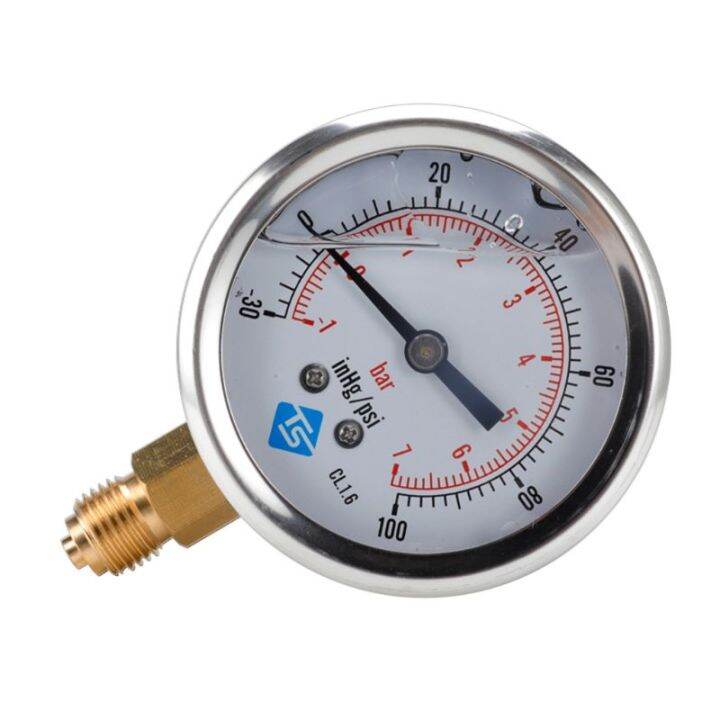 1/4 BSPT Bottom Compound Pressure Vacuum Gauge Glycerine Filled 68mm -1 ...