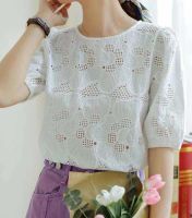 Crochet leaf puffsleeve top - Sissstyle