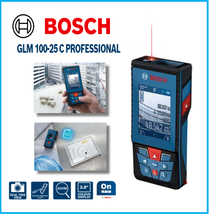 Bosch Glm 100-25 C 100 Meter Laser Distance Meter With Inbuilt Camera 