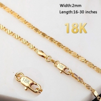 แฟชั่นใหม่สร้อยคอแบบโซ่ทอง18K สีทึบสำหรับผู้ชายและผู้หญิงสร้อยคอแบบบางและกว้าง2มม. สำหรับงานแต่งงานเจ้าสาวหมั้นเครื่องประดับสูงขนาด: 16-30นิ้ว