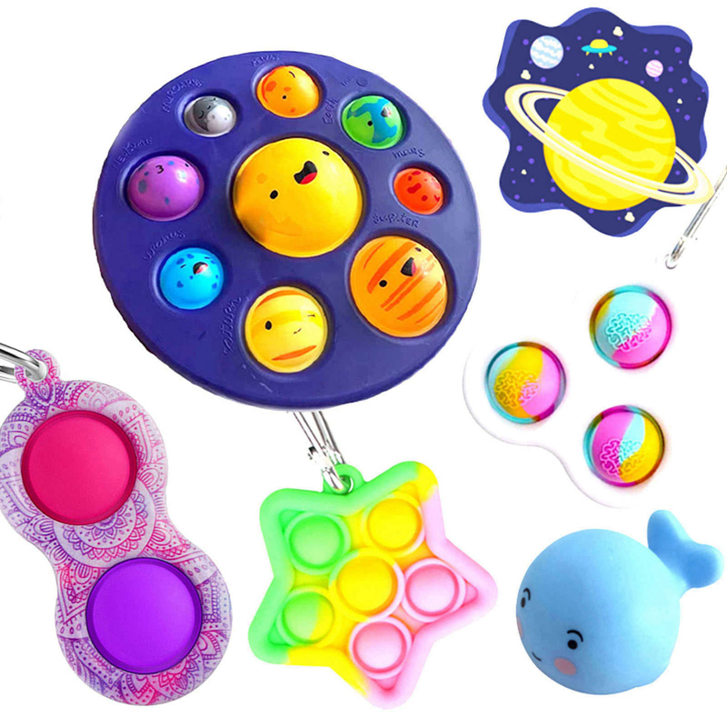 5 Pack Keychain Sensory Simple Popet Bubble Fidget Toy ADHD Stress Relief Autism 