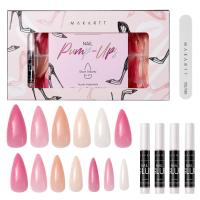 Makartt Acrylic Nail Kit, Press On Nails Set 240pcs Short Stiletto Nail Tips Full Cover Nude 4pcs Nail Glues 1pcs Nail File