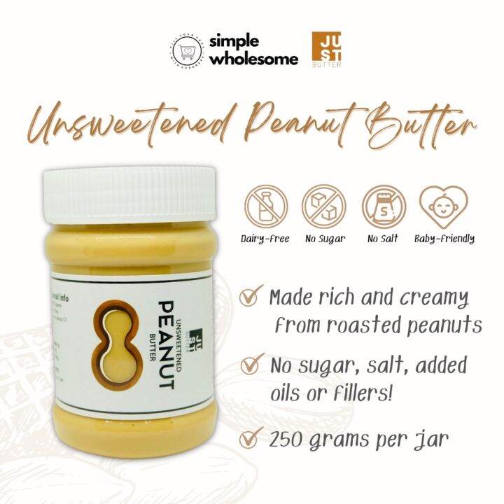 Simple Wholesome Peanut Butter Unsweetened (No Sugar Salt or Added