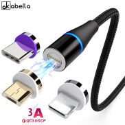 AKABEILA Cáp Từ Tính 3A Sạc Nhanh 3.0 Micro USB Sạc Nhanh Loại C Dành Cho