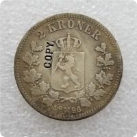 1878-1903นอร์เวย์2 Kroner - Oscar Ii คัดลอกเหรียญ