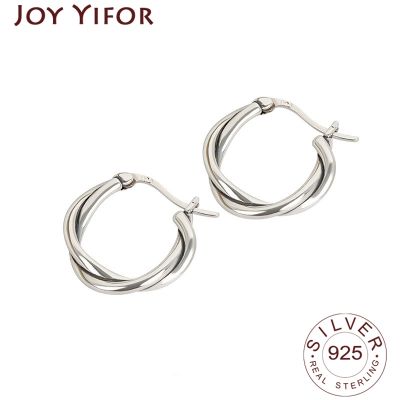 【YP】 925 Sterling Earrings Jewelry Weave Accessories Gifts Round Gold Earring