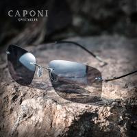 【LZ】₪  CAPONI Square Sun Glasses For Men Photochromic Polarized Rimless Sunglasses Classic Design High Quality Eyewear UV400 BS7467