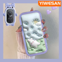 YIWESAN เคสสำหรับ Huawei Nova 9 SE เคสการ์ตูน3D ดอกไม้กระต่ายน้อยสีสันสดใสกันกระแทกแบบใสเลนส์กล้องถ่ายรูปแบบนิ่มมอนสเตอร์ตัวน้อยเคสมือถือเรียบง่ายฝาครอบป้องกันซิลิโคนความคิดสร้างสรรค์โปร่งใส