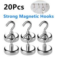 20Pcs Strong Magnetic Hooks Heavy Duty Wall Hooks Home Kitchen Bar Storage Organization For Hanger Key Coat Cup Hanging Hanger