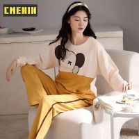 CMENIN สัตว์น่ารักผ้าฝ้ายกางเกงขายาวฤดูใบไม้ร่วงและฤดูหนาว Loungewear ชุดนอนสตรีชุดอยู่บ้าน KY-218620