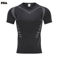 FAX Compression Shirt For Sports เสื้อวิ่งแขนสั้นระบายอากาศแห้งเร็วสำหรับออกกำลังกายฟิตเนส