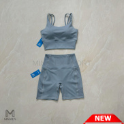 Minatex - Đồ tập gym yoga 2 dây quần đùi có túi vải thun mềm mát xịn