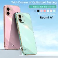 เคสโทรศัพท์สำหรับ Xiaomi Redmi A1 2022 A1 + RedmiA1 4G A1 + หรูหราสแควร์ชุบปลอกซิลิโคน TPU อ่อนกันกระแทกฝาหลังคู่เคสป้องกันกล้อง