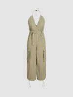 Cider Halter Parachute Cargo Belted Jumpsuit