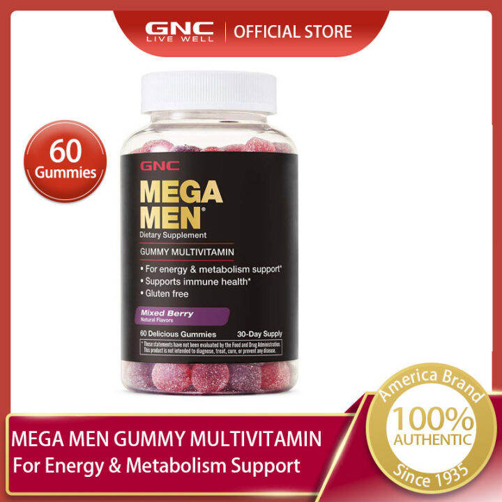 GNC Mega Men Gummy Multivitamin Mixed Berry 60 Gummies Support