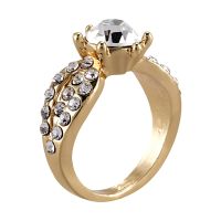 Luxury Wedding Lady Crystal Zircon Ring Jewelry Gold