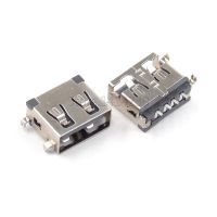 HVJ-10pcs Usb Connector Type A Female Af10.0 4pin Sinking Plate Usb-a Female Smt Black