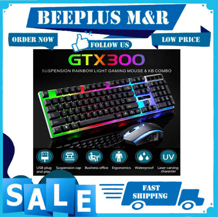 BMR GTX300 Colorful Backlit Mechanical Ergonomic Gaming Keyboard and