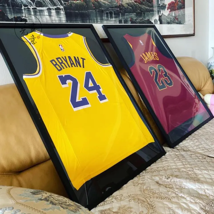 Wholesale Jersey Photo Frame Mounted On The Wall NBA Football CBA Jersey  Collection Display Solid Wood Picture Frame