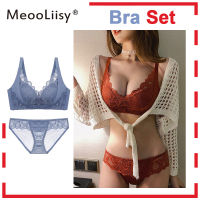 MeooLiisy Thick Cup Bra Set with Panties Women Sexy for Sex Push Up Underwear No Wire Lace Teenage Girl Quality Lingerie