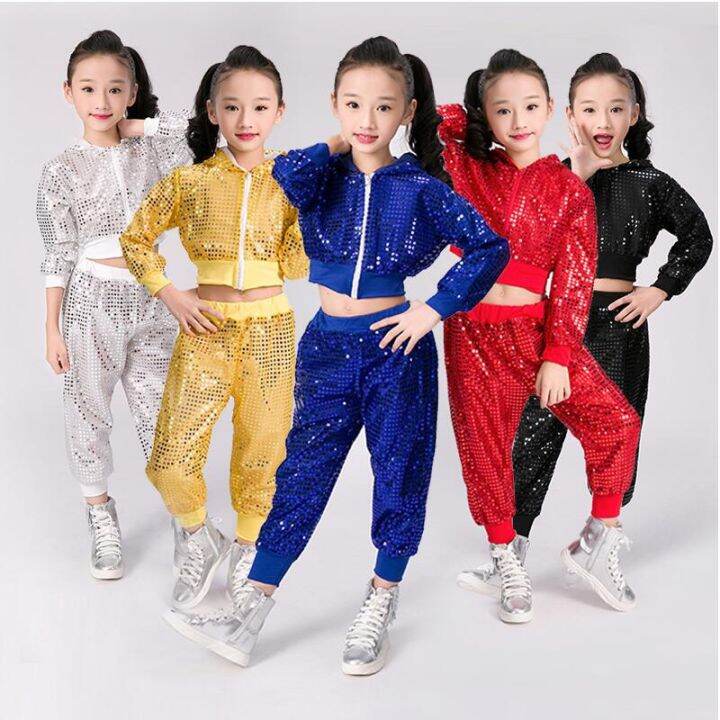 children-sequins-jazz-dance-modern-cheerleading-hip-hop-costume-for-kids-boy-girls-crop-top-and-pant-performance-outfits-clothes